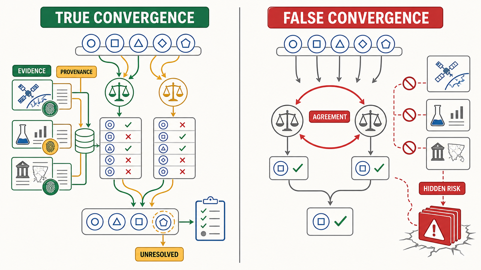 Figure 3: Evidence-driven real entropy reduction and consensus-driven false entropy reduction